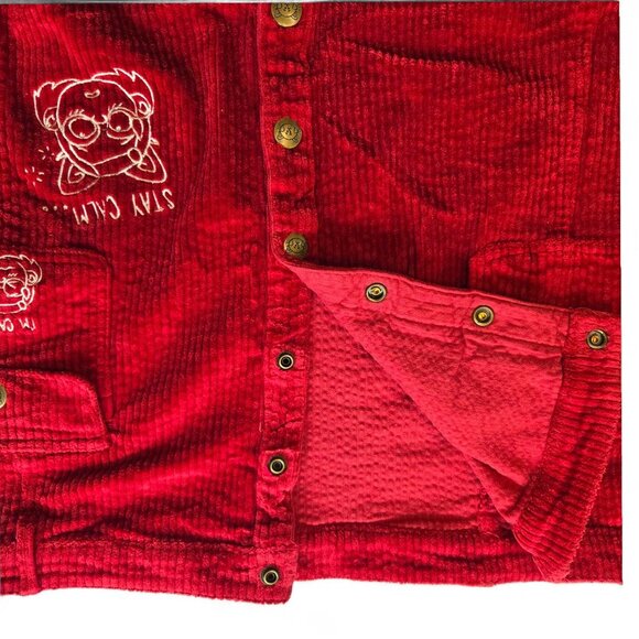 Disney Turning Red Panda Womens 3XL Corduroy Mini Skirt Embroidery Snap Front - Picture 3 of 12